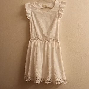 Altar'd State Round Neck Ruffle Sleeves Size S White Eyelet Floral Dress B24 X P